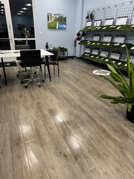 Polished commercial office floors and meeting area